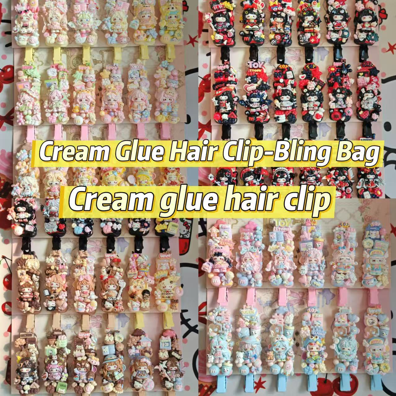 Cream glue hair clip-bling bag