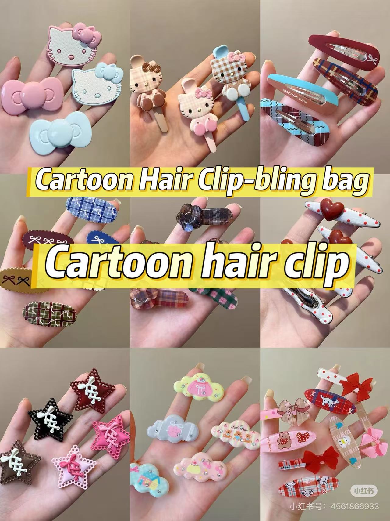 Cartoon hair clip-bling bag